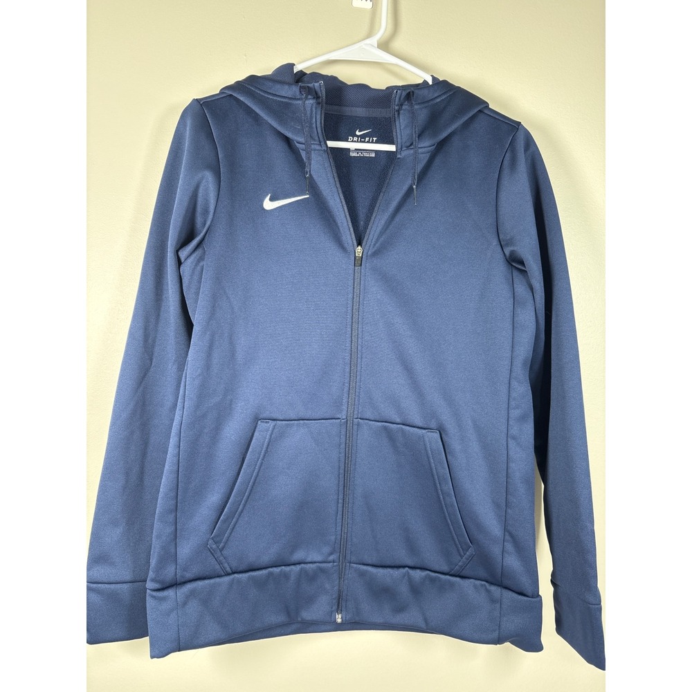 Nike Dri-FIT Womens Navy Blue Full Zip Hoodie Fleece Jacket Small Athletic Sport